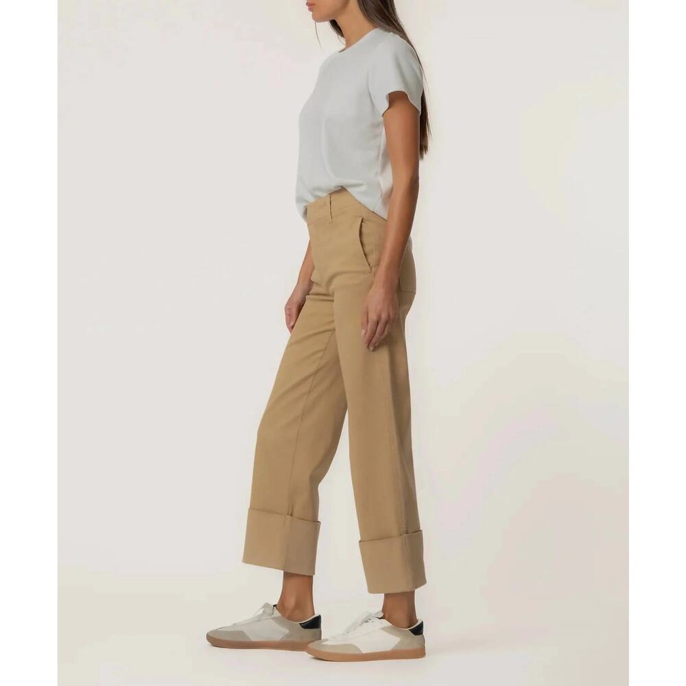 Kut From the Kloth Sienna High-Rise Rolled Hem Khaki Pants 12 Preppy Minimalist - Picture 2 of 9